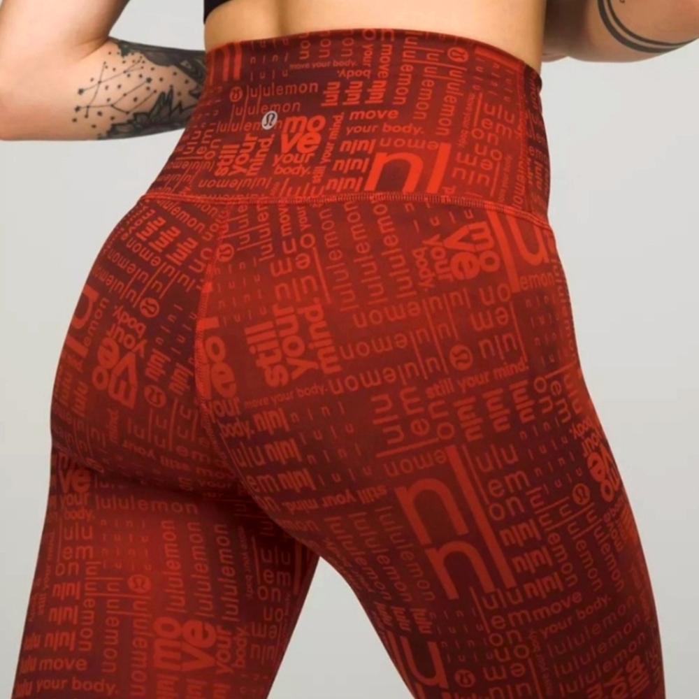 Lululemon Wunder Train HR Tight 25” Contour Fit LuLu Ombre Red Multi NWT Size 12